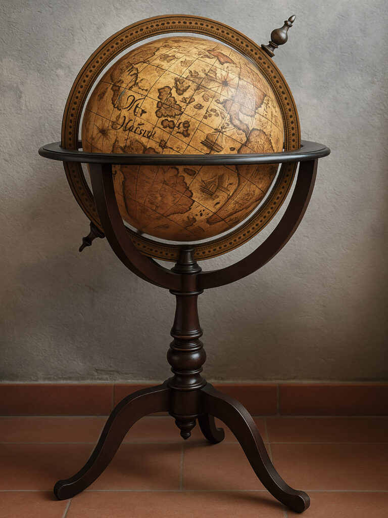 Mappamondo antico decorativo su misura ad Arezzo – complemento d’arredo in stile Wunderkammer