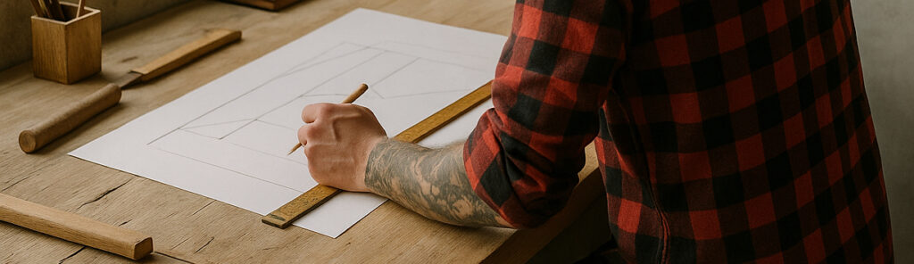 disegna manuale e misure progettazione e taglio di bastanzetti design